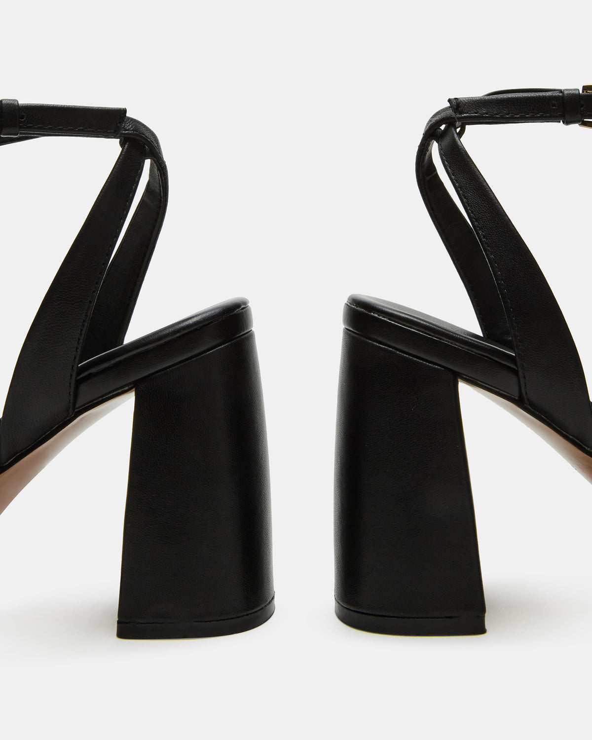 MESSA Black Leather Women's Square-Toe Block Heel Steve Madden BLACK LEATHER