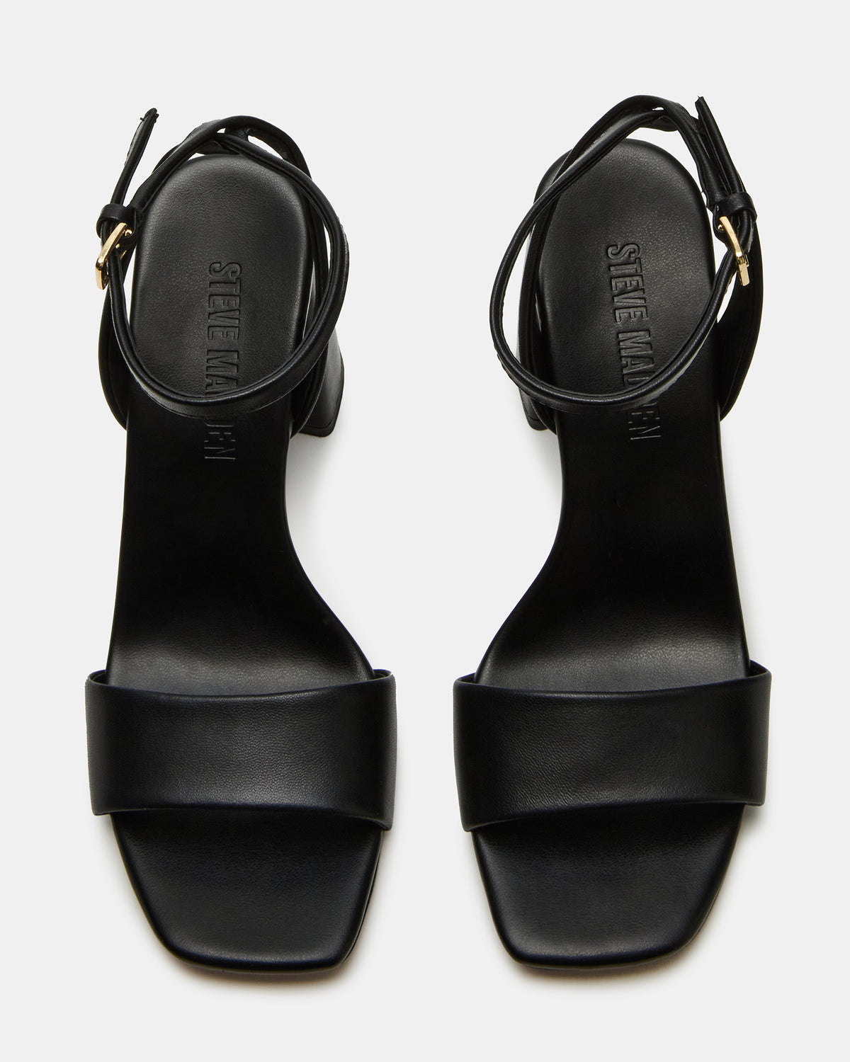 MESSA Black Leather Women's Square-Toe Block Heel Steve Madden BLACK LEATHER