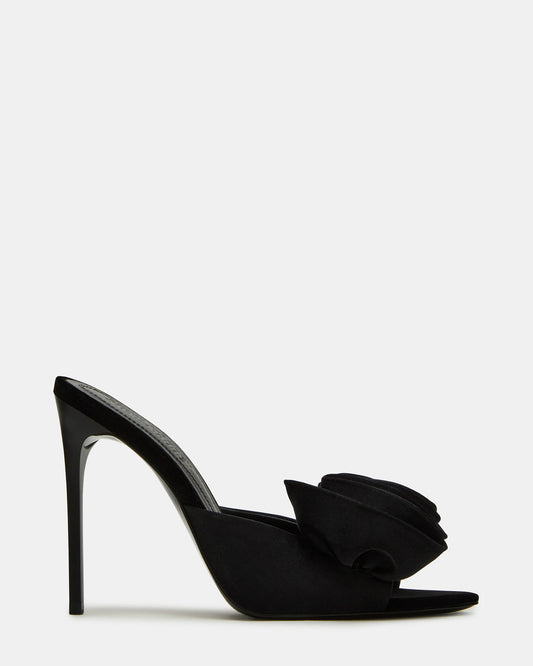 AFFINITY Black Satin Pointed-Toe Stiletto Mule Women's Heel Steve Madden BLACK SATIN