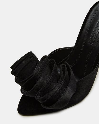 AFFINITY Black Satin Pointed-Toe Stiletto Mule Women's Heel Steve Madden BLACK SATIN