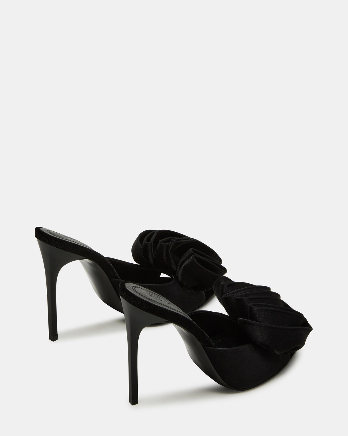 AFFINITY Black Satin Pointed-Toe Stiletto Mule Women's Heel Steve Madden BLACK SATIN