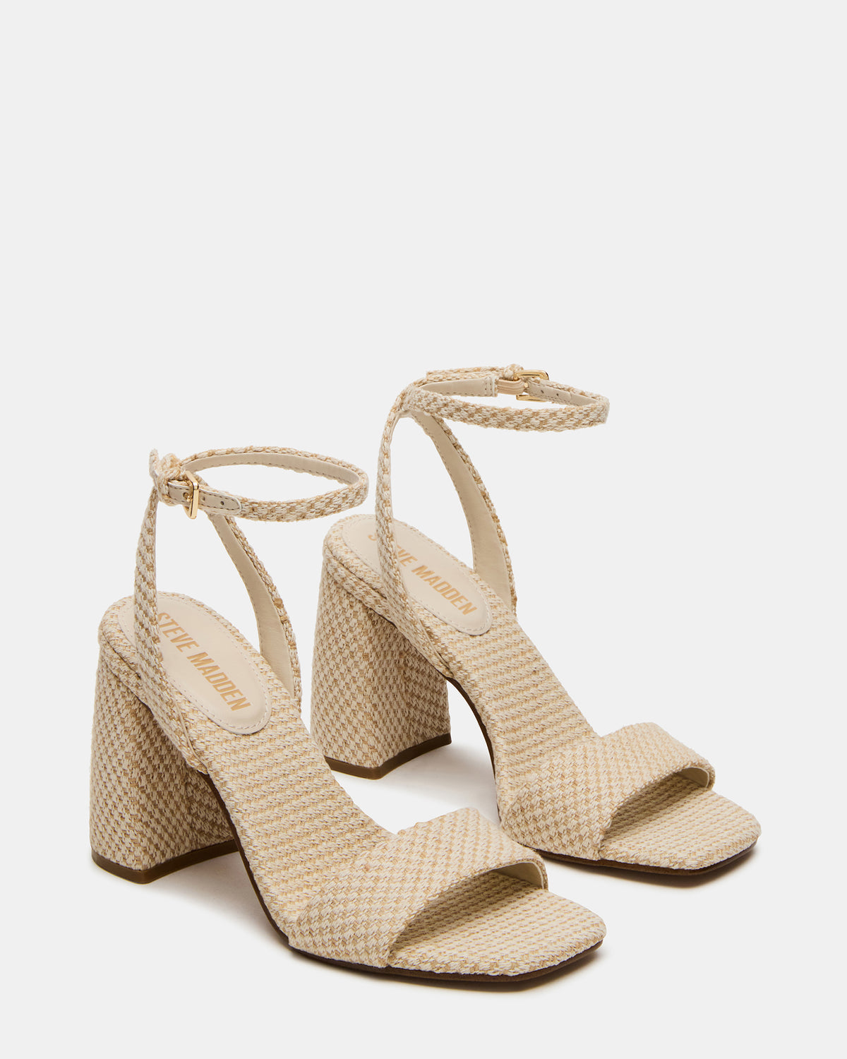 MESSA Raffia Women's Square-Toe Block Heel Steve Madden RAFFIA