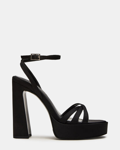 FLEET Black Strappy Platform Block Heel | Women's Heels Steve Madden BLACK