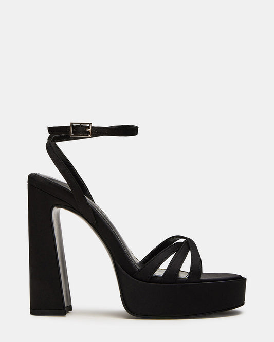 FLEET Black Strappy Platform Block Heel | Women's Heels Steve Madden BLACK