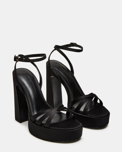 FLEET Black Strappy Platform Block Heel | Women's Heels Steve Madden BLACK
