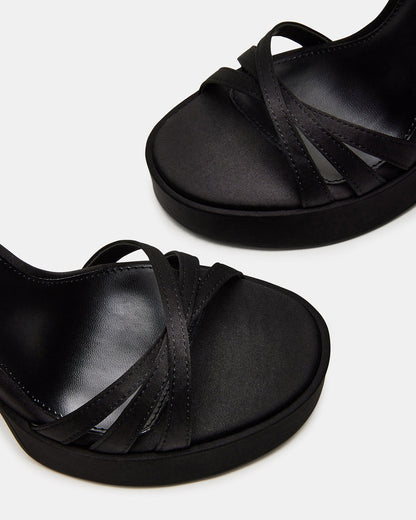 FLEET Black Strappy Platform Block Heel | Women's Heels Steve Madden BLACK