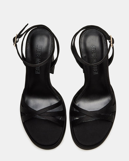 FLEET Black Strappy Platform Block Heel | Women's Heels Steve Madden BLACK