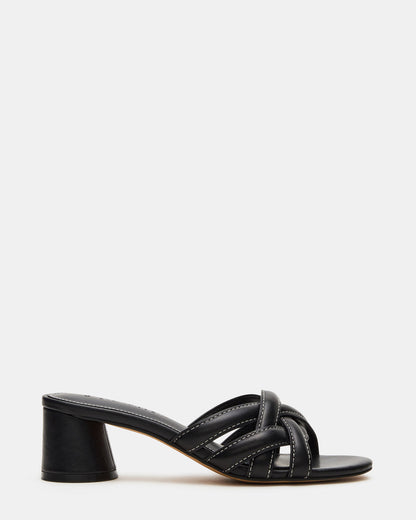 MARANO Black Leather Women's Mule Block Heel Steve Madden BLACK LEATHER
