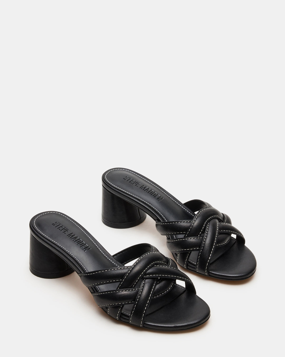 MARANO Black Leather Women's Mule Block Heel Steve Madden BLACK LEATHER