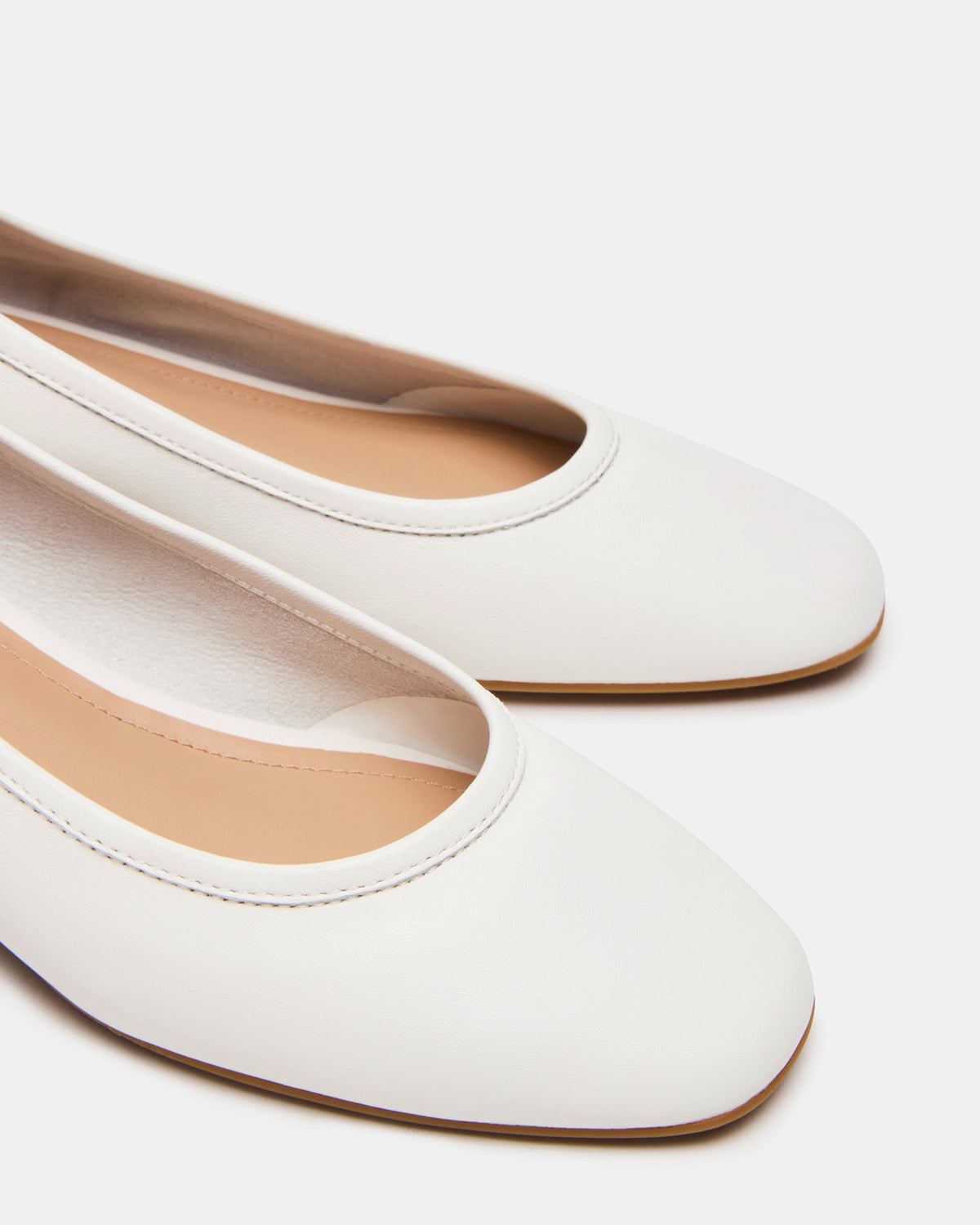 MOLLIE White Leather Ballet Women's Block Heels Steve Madden WHITE LEATHER