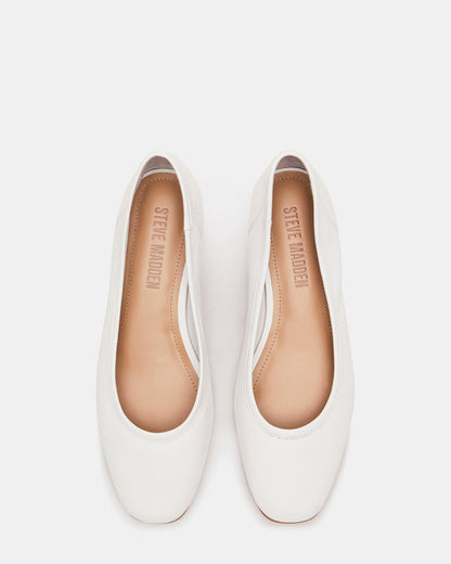 MOLLIE White Leather Ballet Women's Block Heels Steve Madden WHITE LEATHER