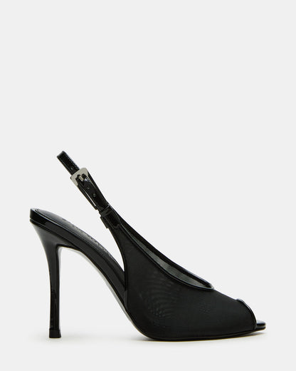 PRESCOTT Black Mesh Women's Slingback Stiletto Heel Steve Madden BLACK