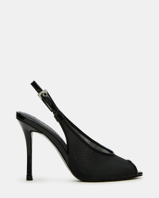 PRESCOTT Black Mesh Women's Slingback Stiletto Heel Steve Madden BLACK
