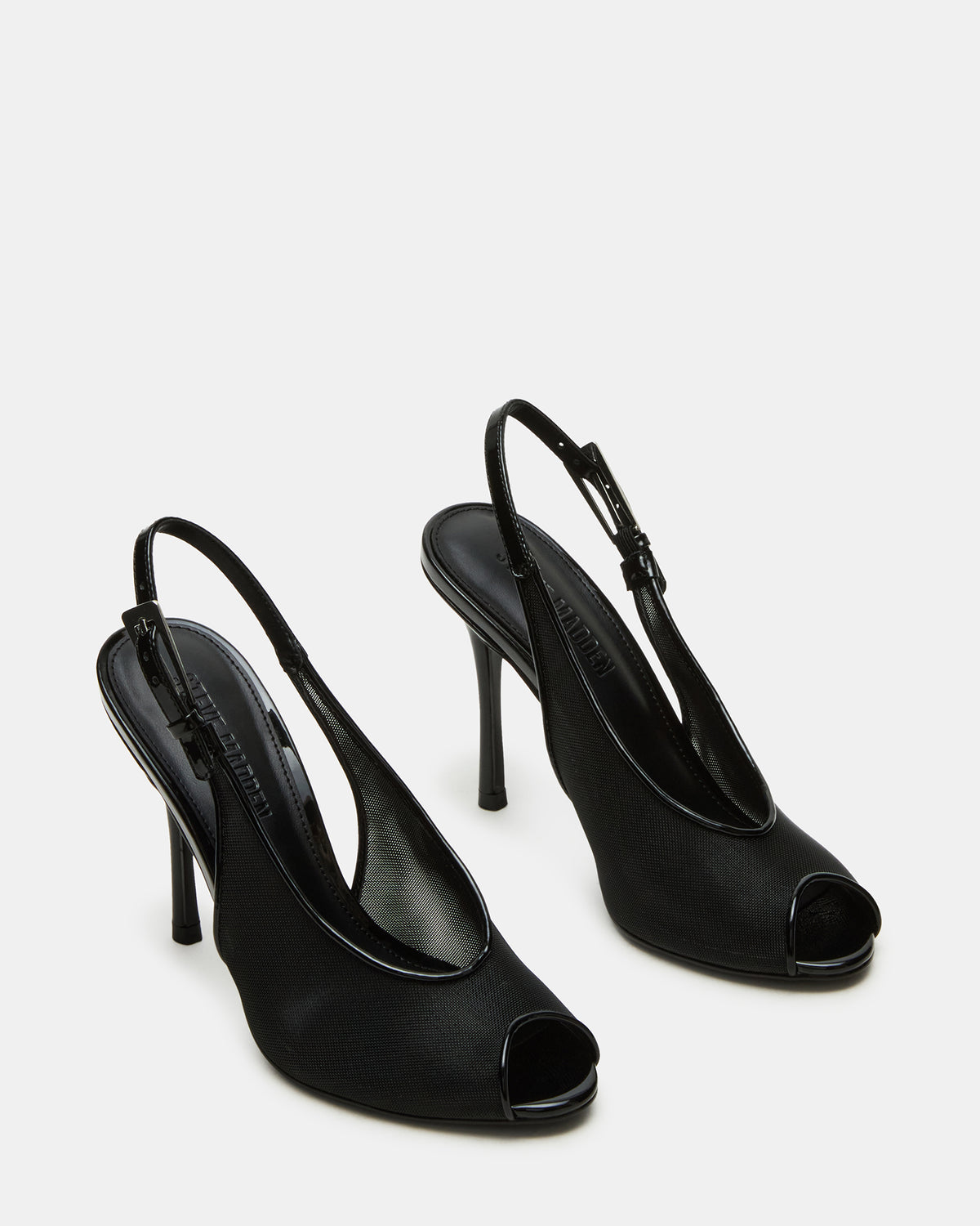 PRESCOTT Black Mesh Women's Slingback Stiletto Heel Steve Madden BLACK