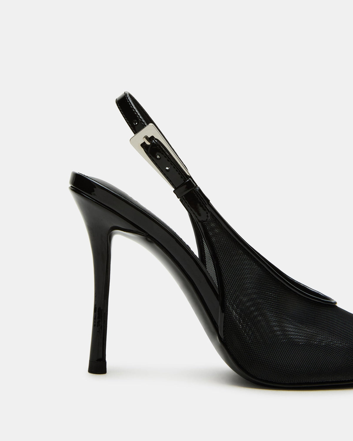 PRESCOTT Black Mesh Women's Slingback Stiletto Heel Steve Madden BLACK