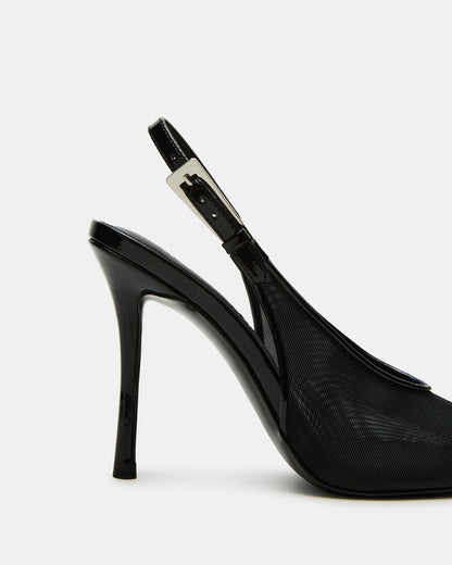 PRESCOTT Black Mesh Women's Slingback Stiletto Heel Steve Madden BLACK