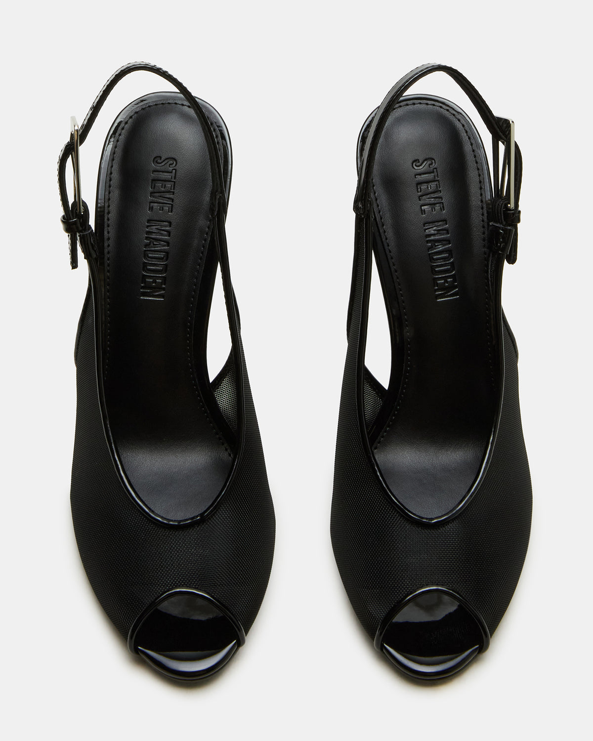 PRESCOTT Black Mesh Women's Slingback Stiletto Heel Steve Madden BLACK