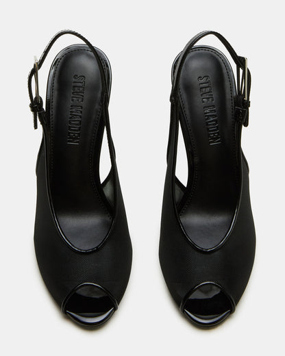 PRESCOTT Black Mesh Women's Slingback Stiletto Heel Steve Madden BLACK