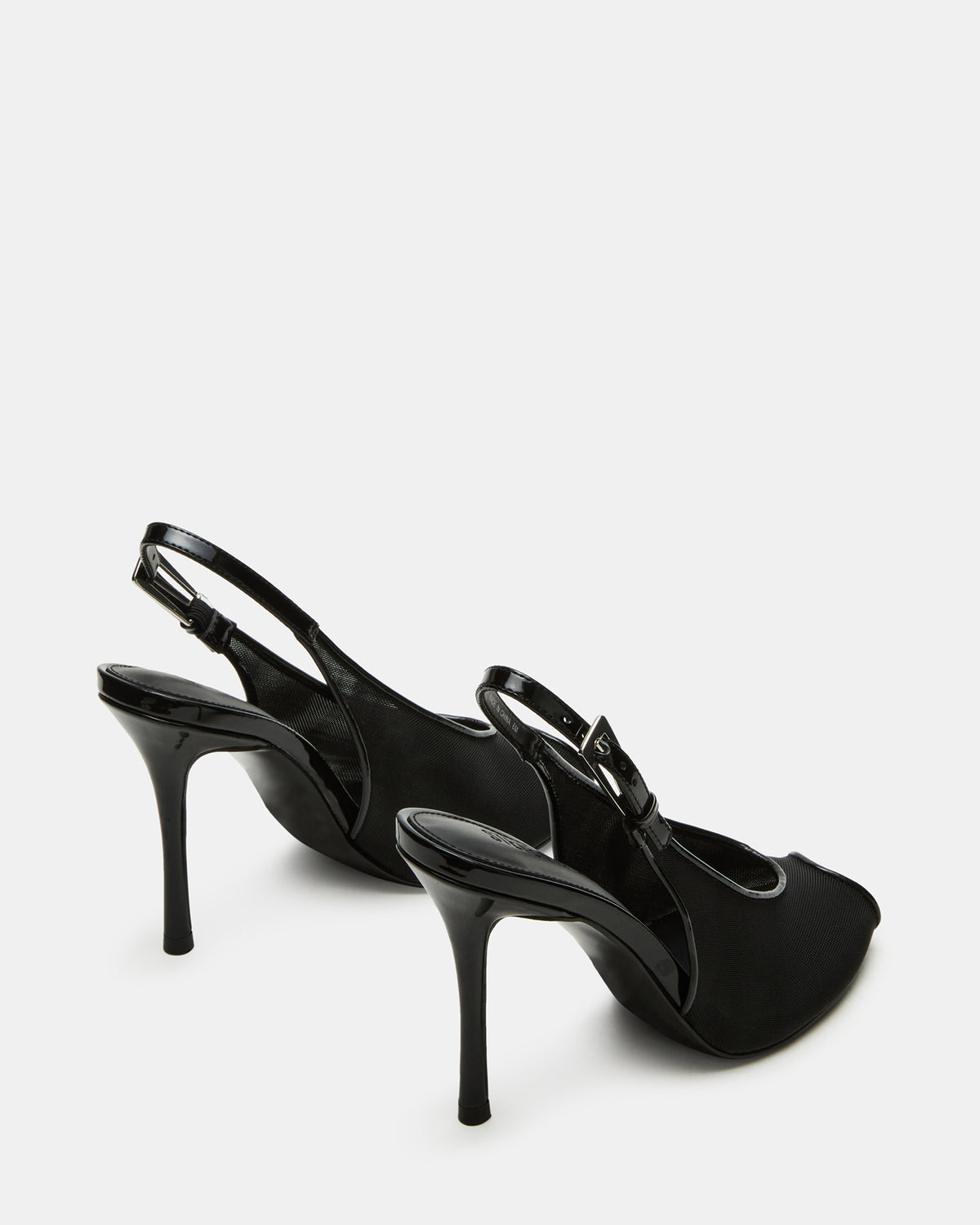 PRESCOTT Black Mesh Women's Slingback Stiletto Heel Steve Madden BLACK