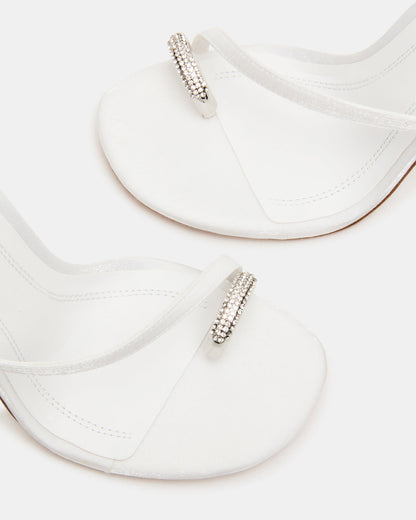 TIA Rhinestones White Satin Open-Toe Stiletto Women's Heel Steve Madden WHITE SATIN
