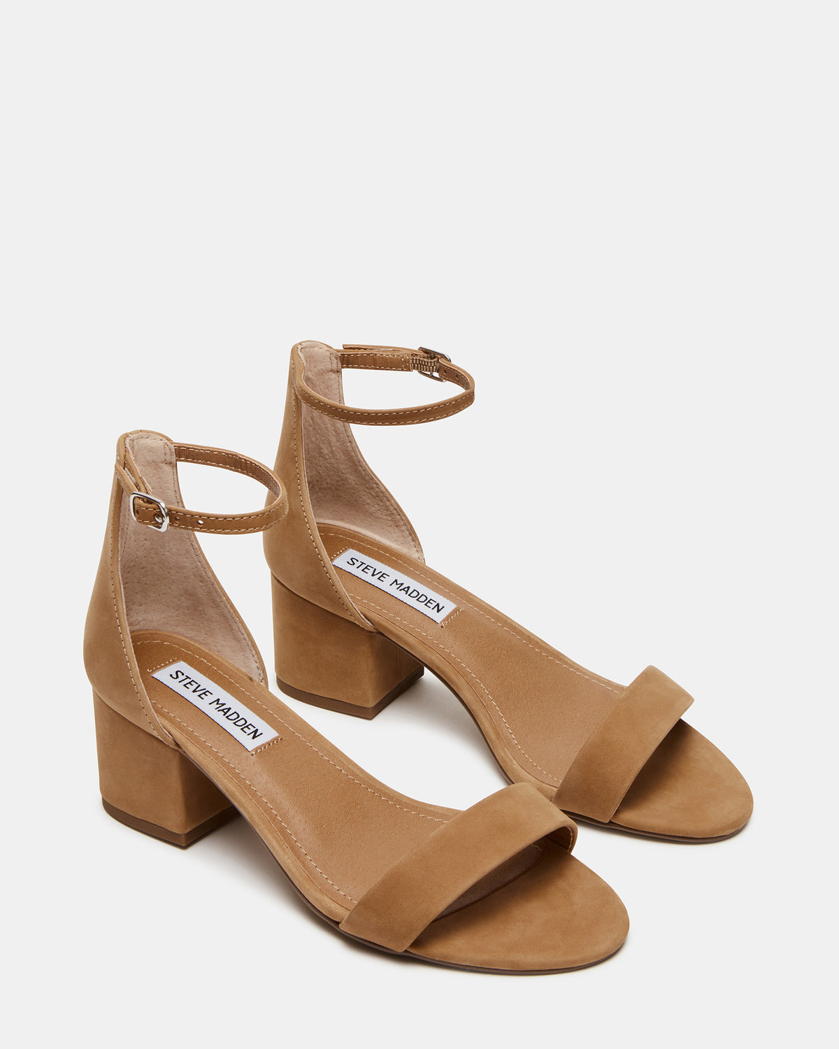 IRENNEW Tan Nubuck Women's Wide Width Heeled Sandal Steve Madden TAN NUBUCK