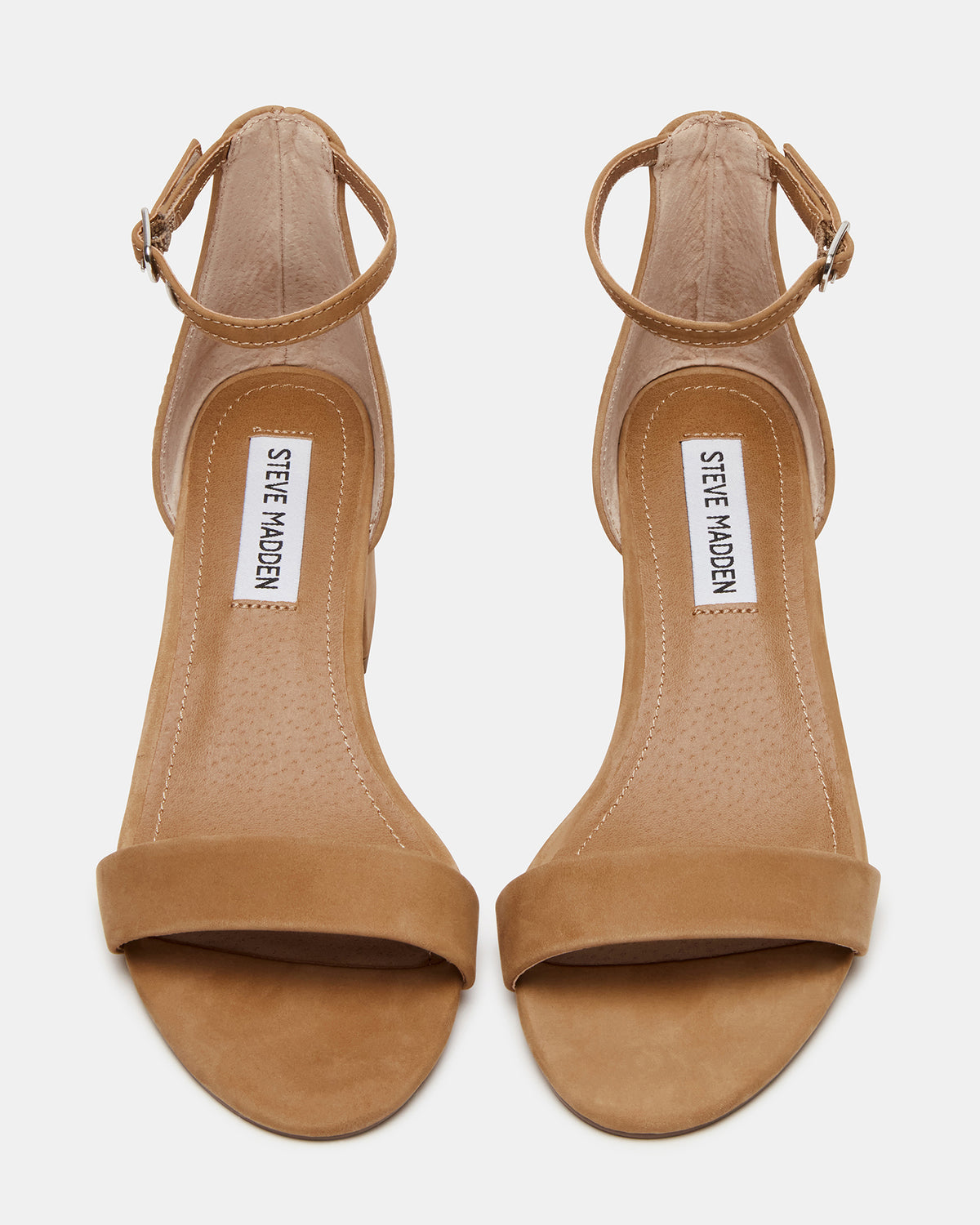 IRENNEW Tan Nubuck Women's Wide Width Heeled Sandal Steve Madden TAN NUBUCK