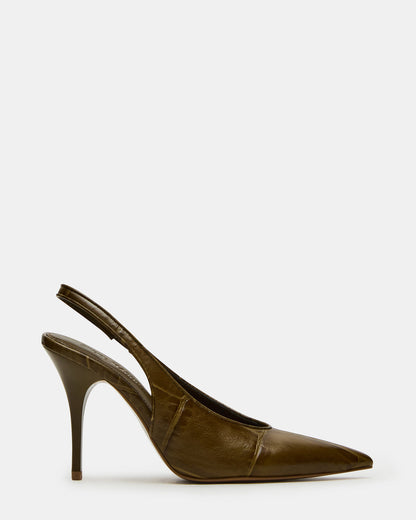 ANDROMEDA Green Crocodile Slingback Pointed-Toe Stiletto Pump Women's Heel Steve Madden GREEN CROCODILE