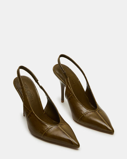 ANDROMEDA Green Crocodile Slingback Pointed-Toe Stiletto Pump Women's Heel Steve Madden GREEN CROCODILE