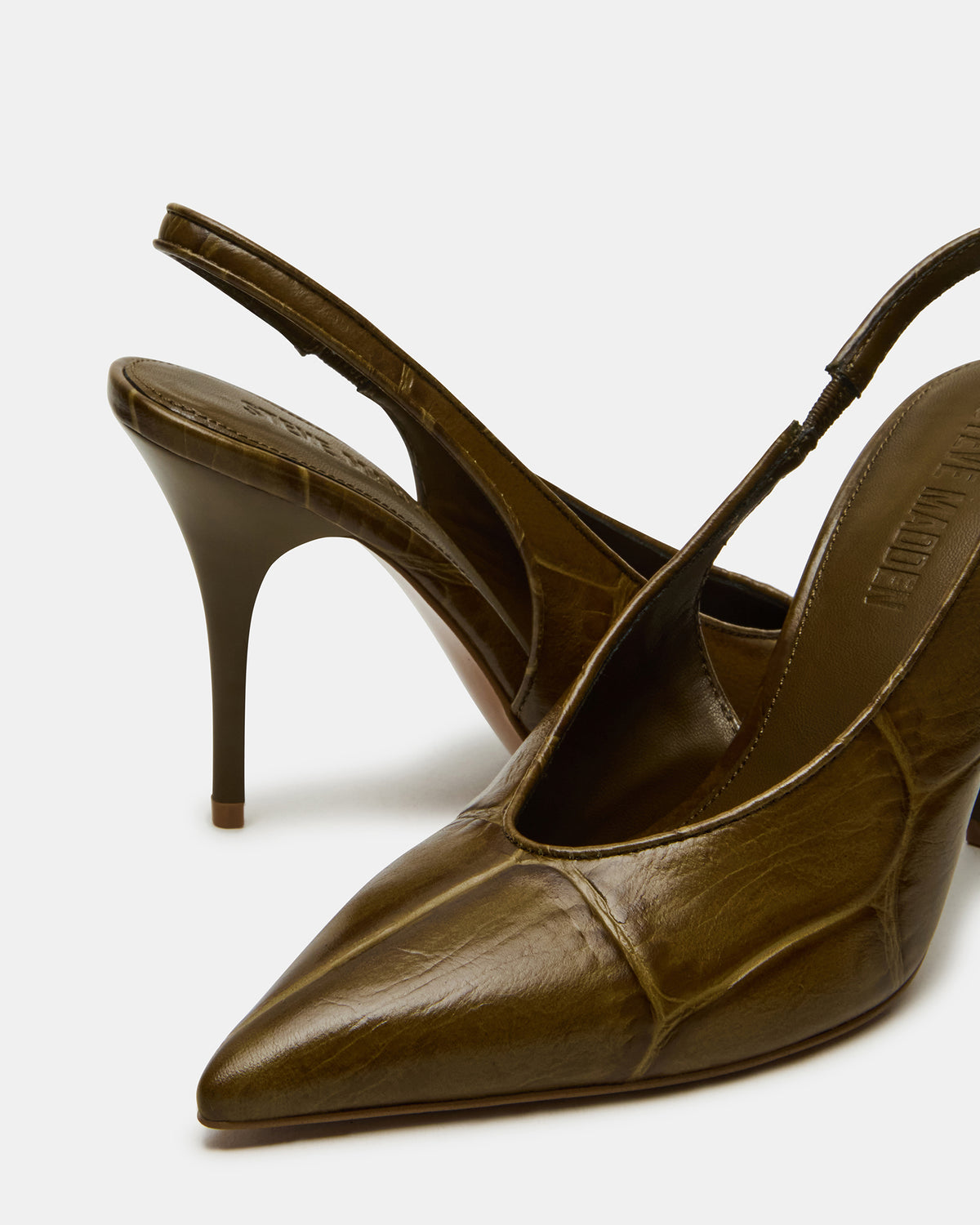 ANDROMEDA Green Crocodile Slingback Pointed-Toe Stiletto Pump Women's Heel Steve Madden GREEN CROCODILE