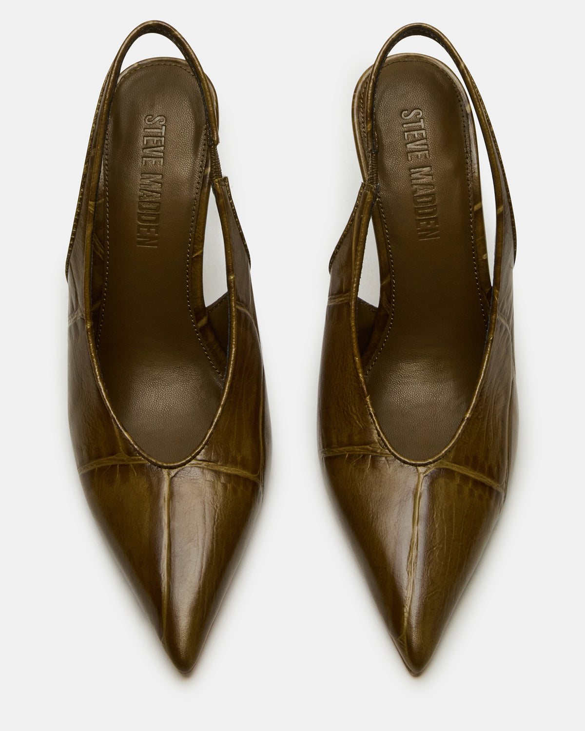 ANDROMEDA Green Crocodile Slingback Pointed-Toe Stiletto Pump Women's Heel Steve Madden GREEN CROCODILE