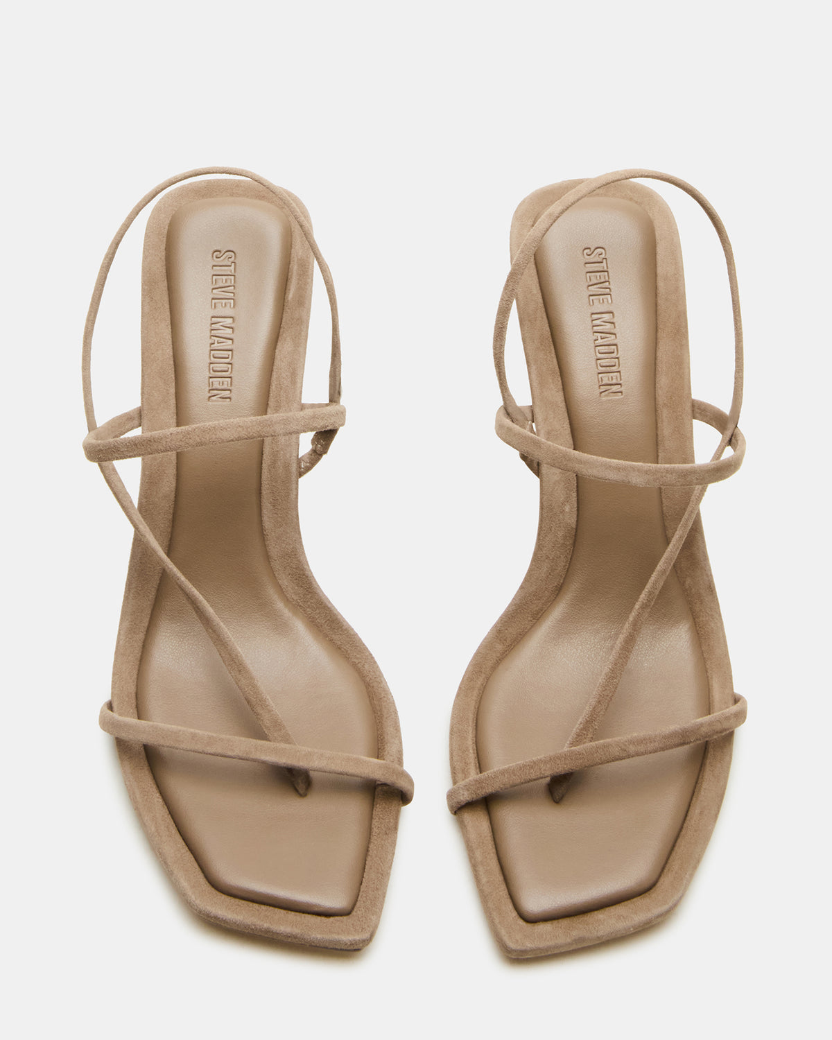 LOCKE Taupe Women's Dainty Strappy Square Toe Heel Steve Madden TAUPE SUEDE