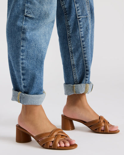 MARANO Tan Leather Women's Mule Block Heel Steve Madden TAN LEATHER