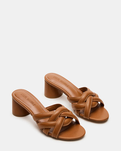 MARANO Tan Leather Women's Mule Block Heel Steve Madden TAN LEATHER