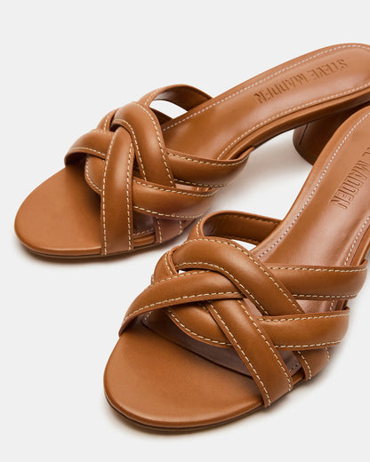 MARANO Tan Leather Women's Mule Block Heel Steve Madden TAN LEATHER