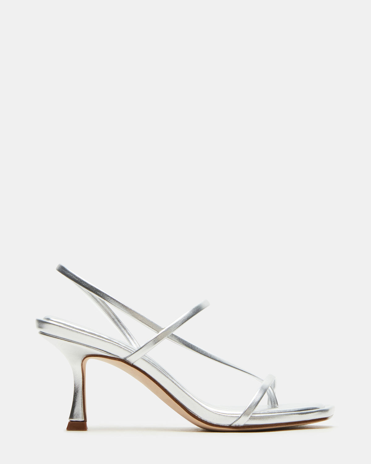 LOCKE Silver Women's Dainty Strappy Square Toe Heel Steve Madden SILVER