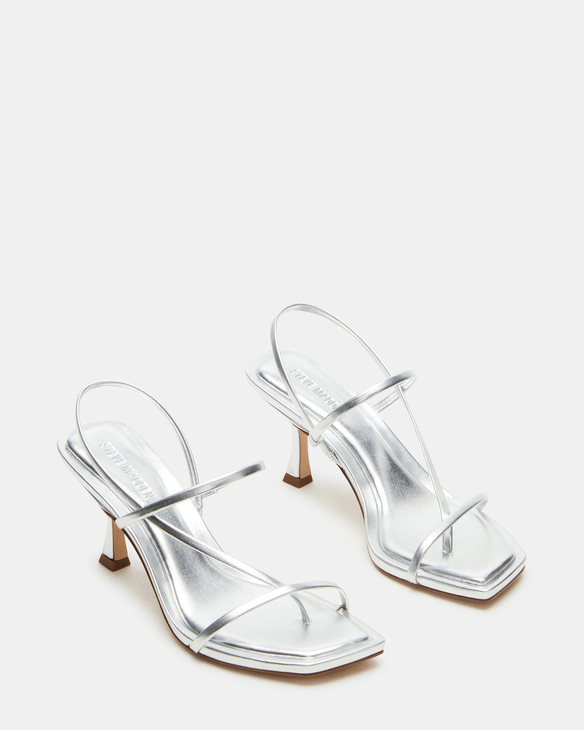 LOCKE Silver Women's Dainty Strappy Square Toe Heel Steve Madden SILVER