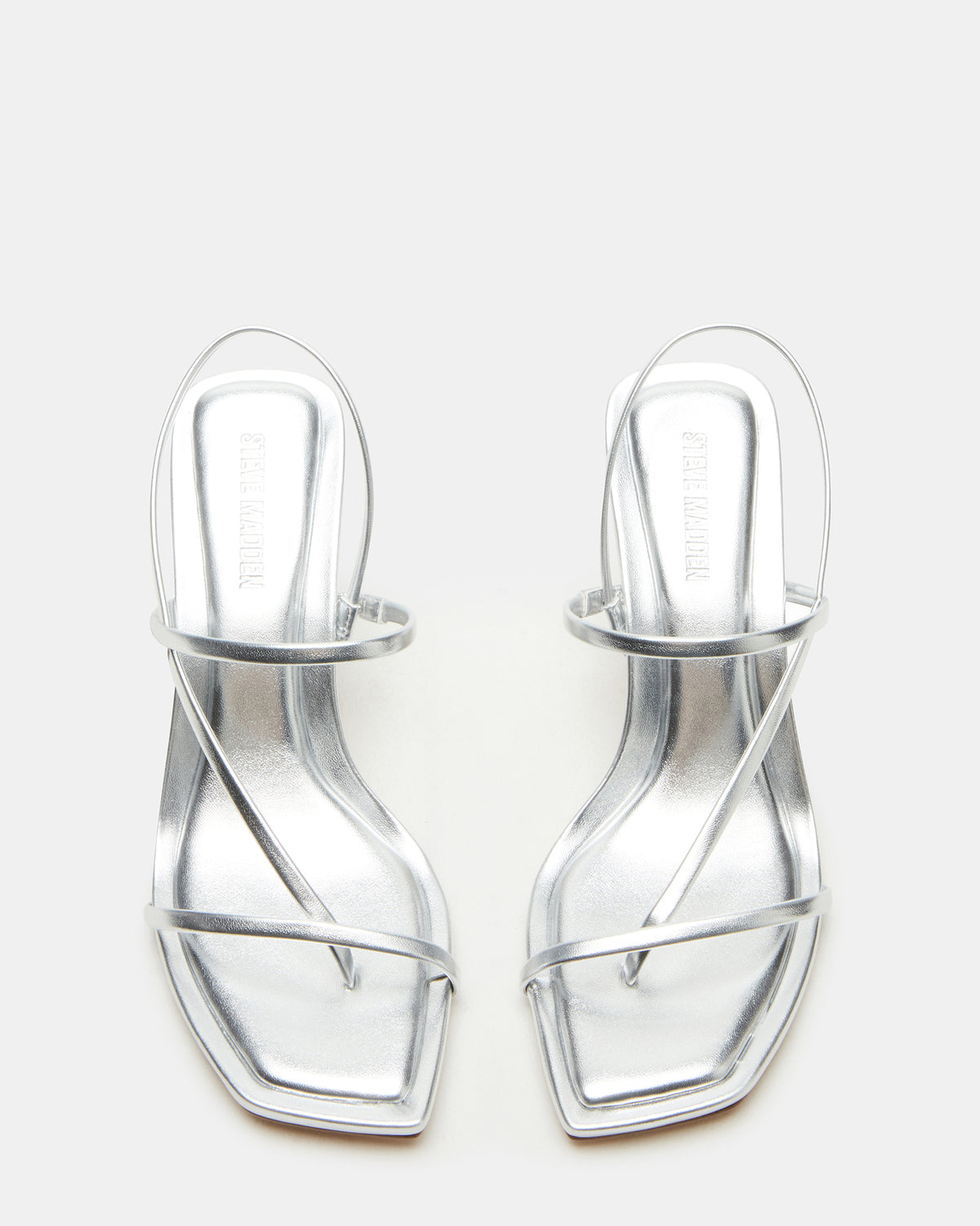 LOCKE Silver Women's Dainty Strappy Square Toe Heel Steve Madden SILVER