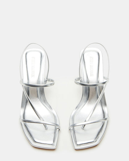 LOCKE Silver Women's Dainty Strappy Square Toe Heel Steve Madden SILVER