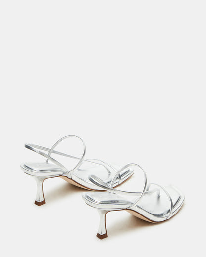 LOCKE Silver Women's Dainty Strappy Square Toe Heel Steve Madden SILVER