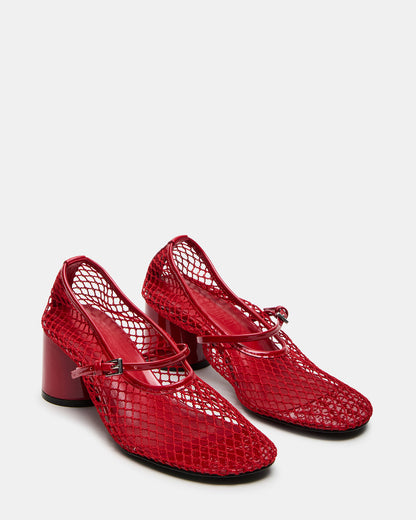 RAYNOR Red Women's Mary Jane Mesh Block Heel Steve Madden RED