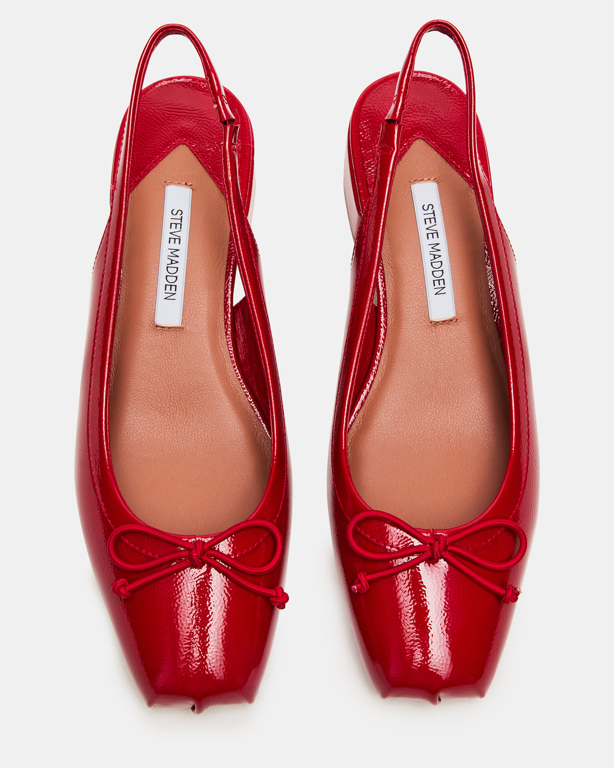 LOVED Red Crinkle Patent Square-Toe Slingback Ballet Women's Heel Steve Madden RED CRINKLE PATENT