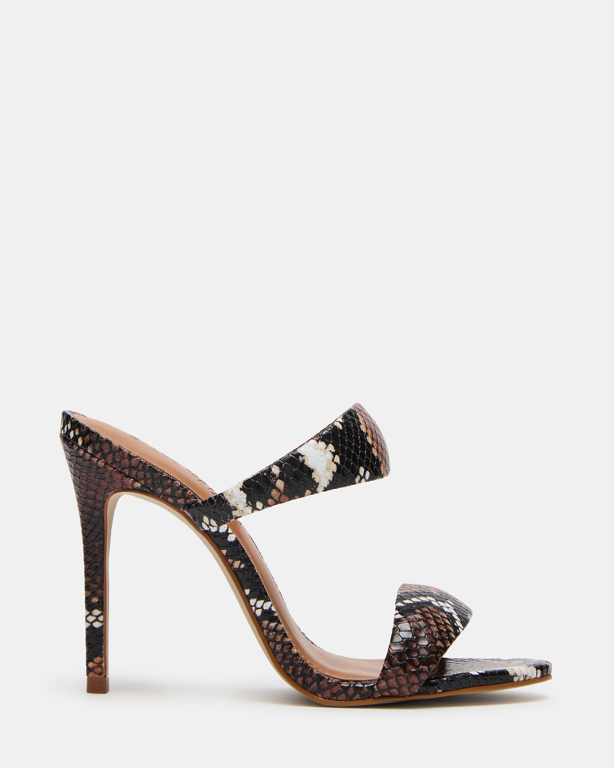 SATURN Brown Snake Stiletto Mule Women's Heel Steve Madden BROWN SNAKE