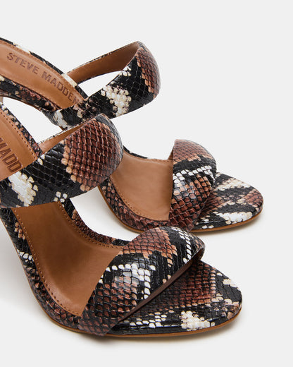 SATURN Brown Snake Stiletto Mule Women's Heel Steve Madden BROWN SNAKE