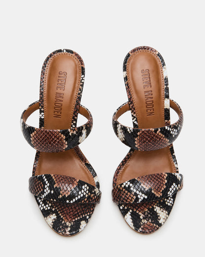 SATURN Brown Snake Stiletto Mule Women's Heel Steve Madden BROWN SNAKE