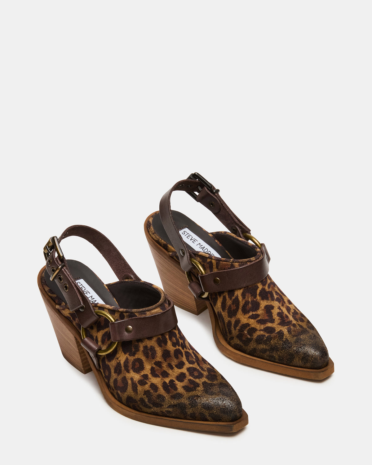 TALIKA Leopard Suede Pointed-Toe Buckle Slingback Women's Heel Steve Madden LEOPARD SUEDE