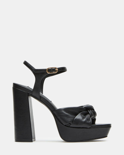 JOYRIDE Black Leather Platform Block Heel | Women's Heels Steve Madden BLACK LEATHER