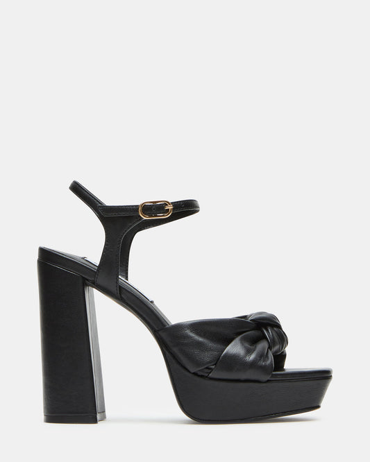 JOYRIDE Black Leather Platform Block Heel | Women's Heels Steve Madden BLACK LEATHER