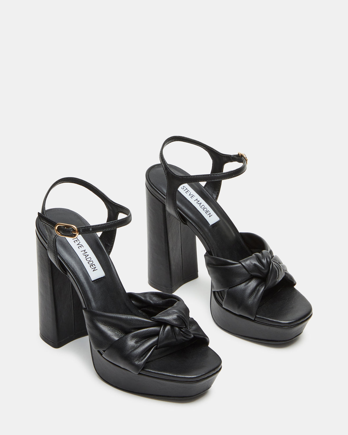 JOYRIDE Black Leather Platform Block Heel | Women's Heels Steve Madden BLACK LEATHER