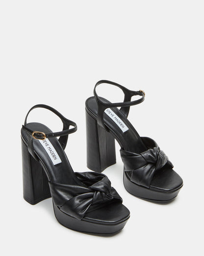 JOYRIDE Black Leather Platform Block Heel | Women's Heels Steve Madden BLACK LEATHER