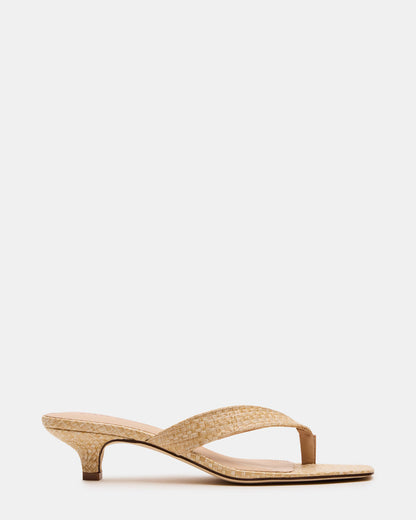 TRACIE Raffia Thong Strap Women's Kitten Heel Steve Madden RAFFIA
